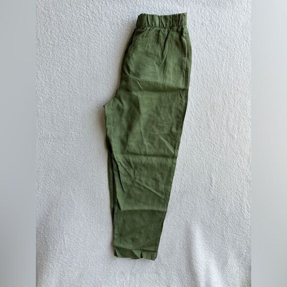 ZARA Women's Linen Olive Green Trousers Pants Size medium - Picture 7 of 11